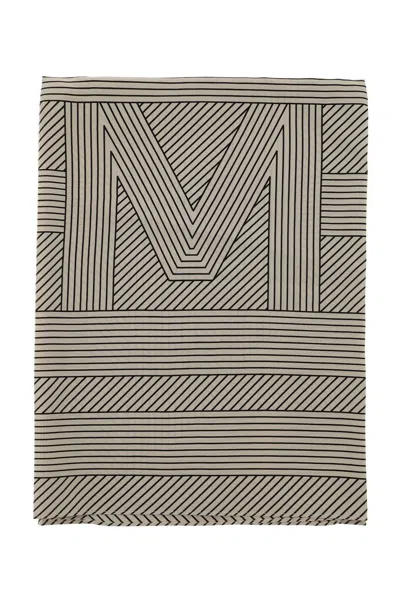 Totême Silk Monogram Striped Scar In Beige