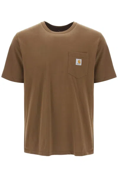 Carhartt Wip T Shirt With Chest Pocket In Brown