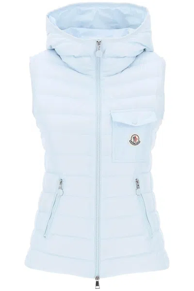 Moncler Glicos Puffer Waistcoat In Light Blue