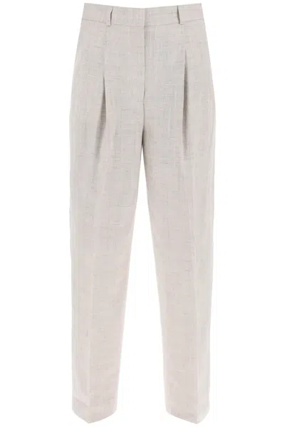 Totême Tailored Trousers With Double Pleat In Grey,neutro