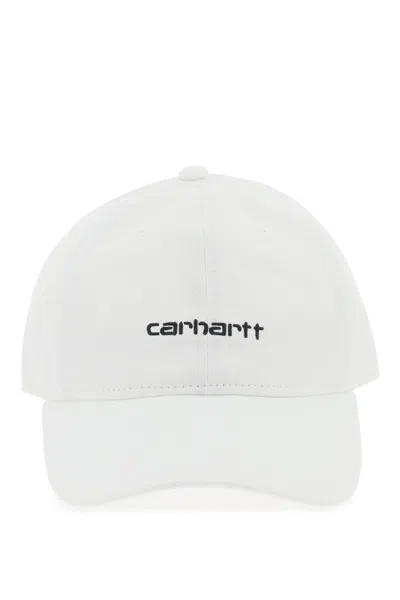 Carhartt Wip Canvas Script Baseball Cap In White