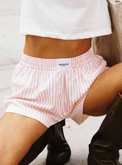 Princess Polly Sincar Boxer Shorts In Pink / White Stripe