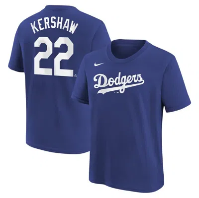Nike Kids'  Clayton Kershaw Royal Los Angeles Dodgers Fuse Name & Number T-shirt