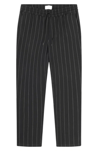 Les Deux Patrick Twill Pinstripe Trousers In Dark Navy/ Ivory