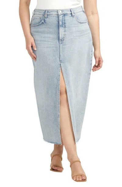 Silver Jeans Co. Front Slit Denim Midi Skirt In Indigo