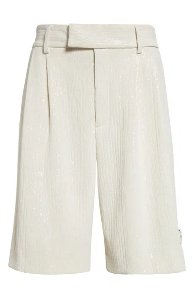 Amiri Sequin Layered Look Shorts In Alabaster