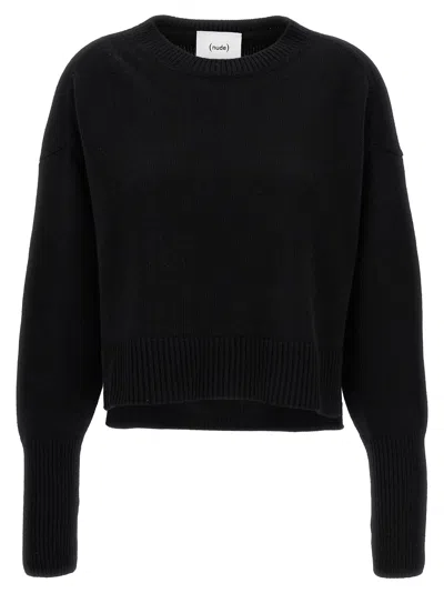 Nude Over Crop Sweater In Black