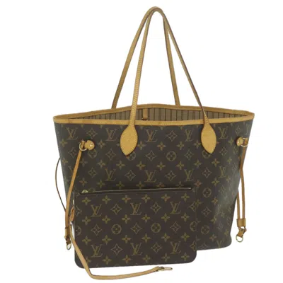 Pre-owned Louis Vuitton Neverfull Mm Brown Canvas Tote Bag ()