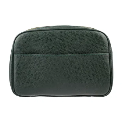 Pre-owned Louis Vuitton Pochette Green Leather Clutch Bag ()