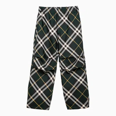Burberry Green Trousers With Check Pattern