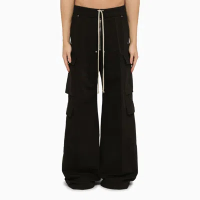 Drkshdw Cargo Crop Drawstrin Trousers In Black Cotton