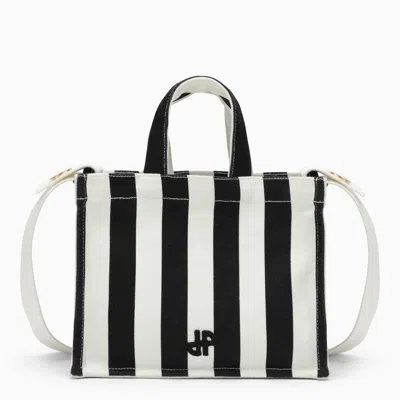 Patou White/black Striped Cotton Handbag