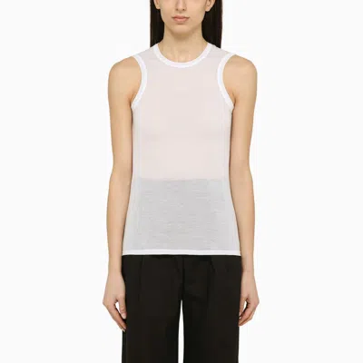 Roberto Collina White Cotton Blend Crew-neck Tank Top