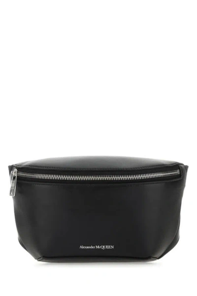 Alexander Mcqueen Man Black Leather Shoulder Bag