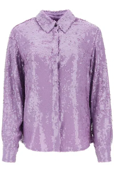 Dries Van Noten Chowy Sequined Shirt In Purple