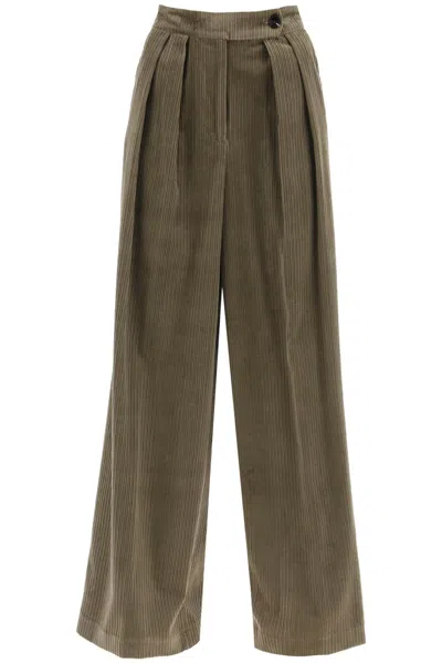 Dries Van Noten High Waist Corduroy Trousers In Yellow