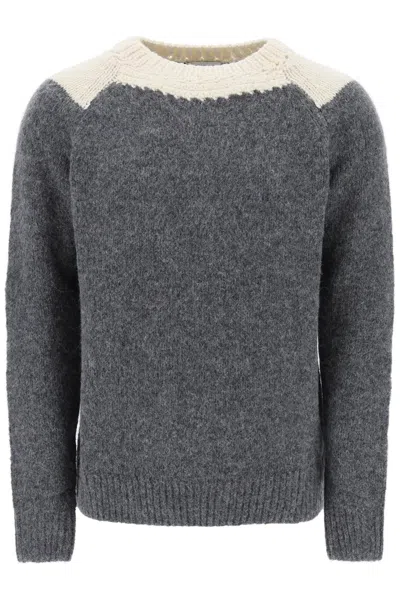 Dries Van Noten Two-tone Alpaca And Wool Sweater In Multicolor