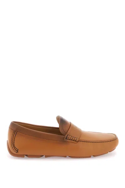 Ferragamo Branded Penny Bar Loafers In Brown