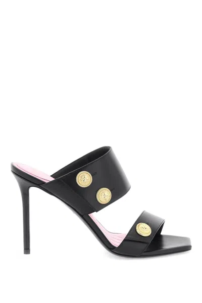 Balmain Button-fastening Leather Sandals In Black