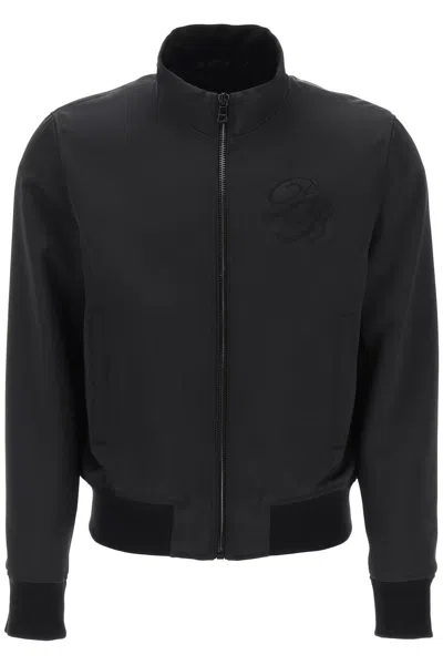 Balmain Technical Satin Bomber Jacket With Embroidered Logo. In Multicolor
