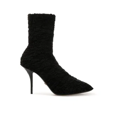 Dolce & Gabbana Shearling Boots In Black