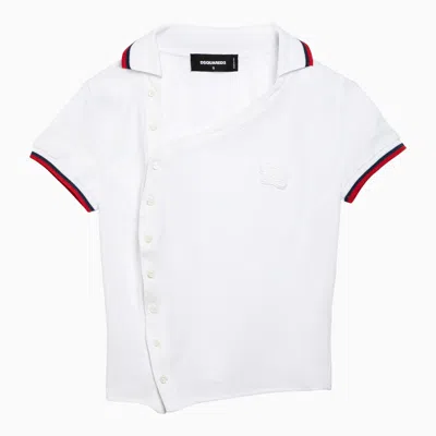 Dsquared2 White Cotton Asymmetric Polo Shirt