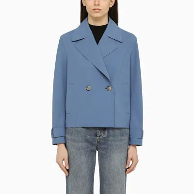 Harris Wharf London Blue Denim Double-breasted Jacket In Nylon Women