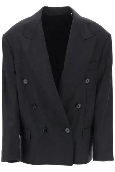 Isabel Marant Grey Check Notched Collar Blazer For Women