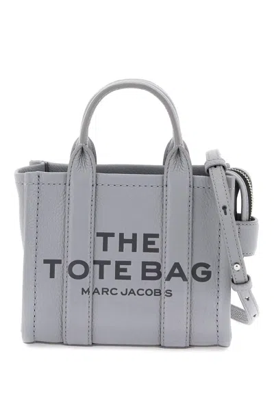 Marc Jacobs The Leather Mini Tote Bag In Gray