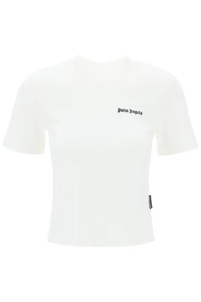Palm Angels "round-neck T-shirt With Embroidered In White