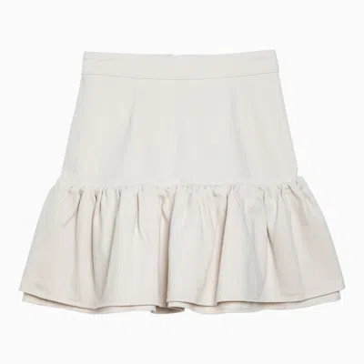 Patou White Cotton Flounced Mini Skirt In Neutral