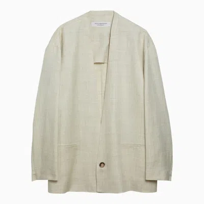 Philosophy Light Yellow Single Breasted Jacket In Linen Blend In Gray