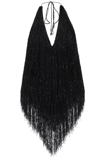 Rotate Birger Christensen Sequined Fringed Mini Dress In Black