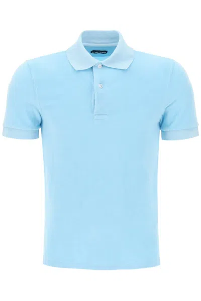 Tom Ford Lightweight Terry Cloth Polo In Light Blue
