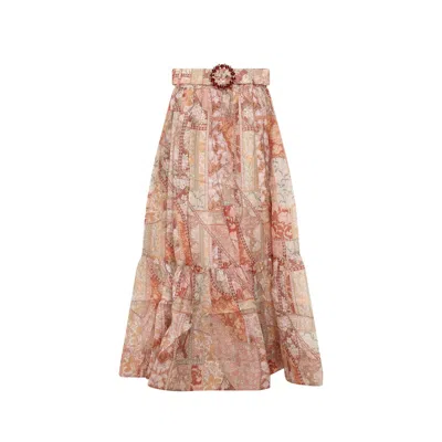 Zimmermann Kaleidoscope Long Skirt In Orange