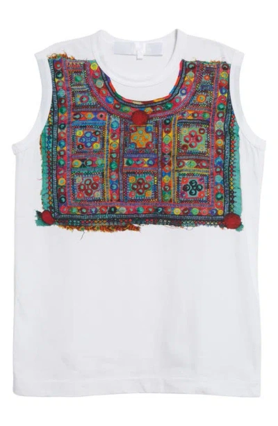 Tao Comme Des Garçons Embroidered Appliqué Sleeveless Top In Pattern B