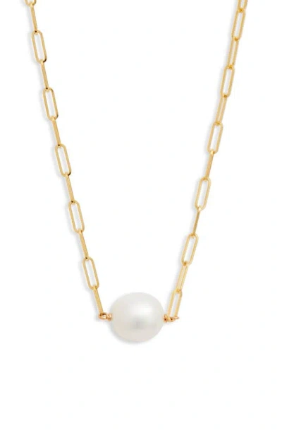 Poppy Finch Cultured Pearl Pendant Necklace In Pearl/ 14k Yellow Gold