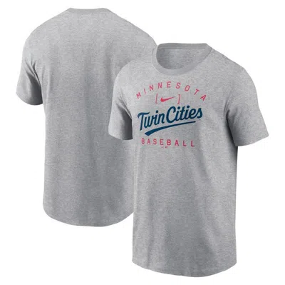 Nike Heather Grey Minnesota Twins Home Team Athletic Arch T-shirt In Grey