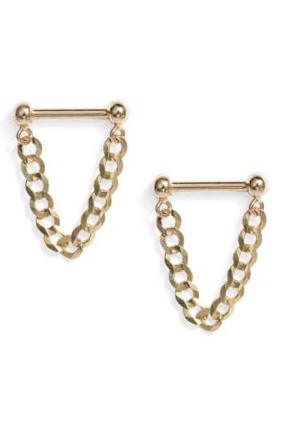Poppy Finch Baby Dumbbell Chain Earrings In 14k Yellow Gold