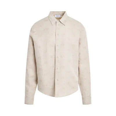 Off-white Linen Jacquard Long Sleeve Shirt In Neutral