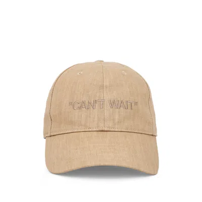 Off-white Linen Baseball Cap In Brown