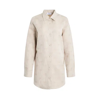 Off-white Linen Jacquard Overshirt In Neutral
