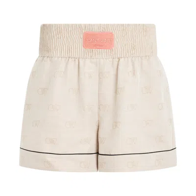 Off-white Linen Jacquard Pajama Short In Neutral