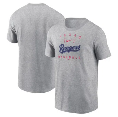 Nike Heather Grey Texas Rangers Home Team Athletic Arch T-shirt In Grey