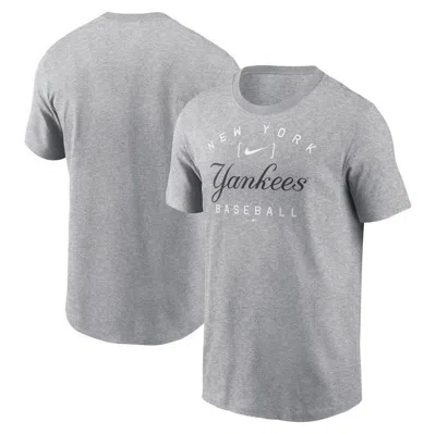 Nike Heather Grey New York Yankees Home Team Athletic Arch T-shirt In Grey