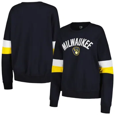 New Era Navy Milwaukee Brewers Game Day Crew Pullover Sweatshirt