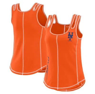 Wear By Erin Andrews Orange New York Mets Contrast Stitch Tank Top