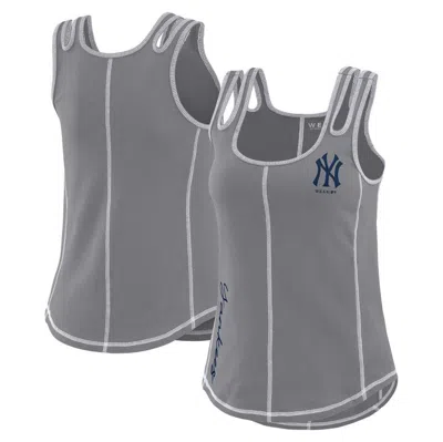 Wear By Erin Andrews Gray New York Yankees Contrast Stitch Tank Top