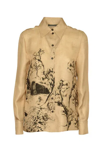 Alberta Ferretti Printed Long-sleeved Shirt In Fantasia Beige