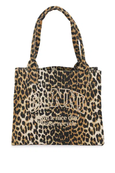Ganni Recycled Cotton Animal Print Tote Bag In Savannah